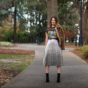 Zara Silver Midi Skirt